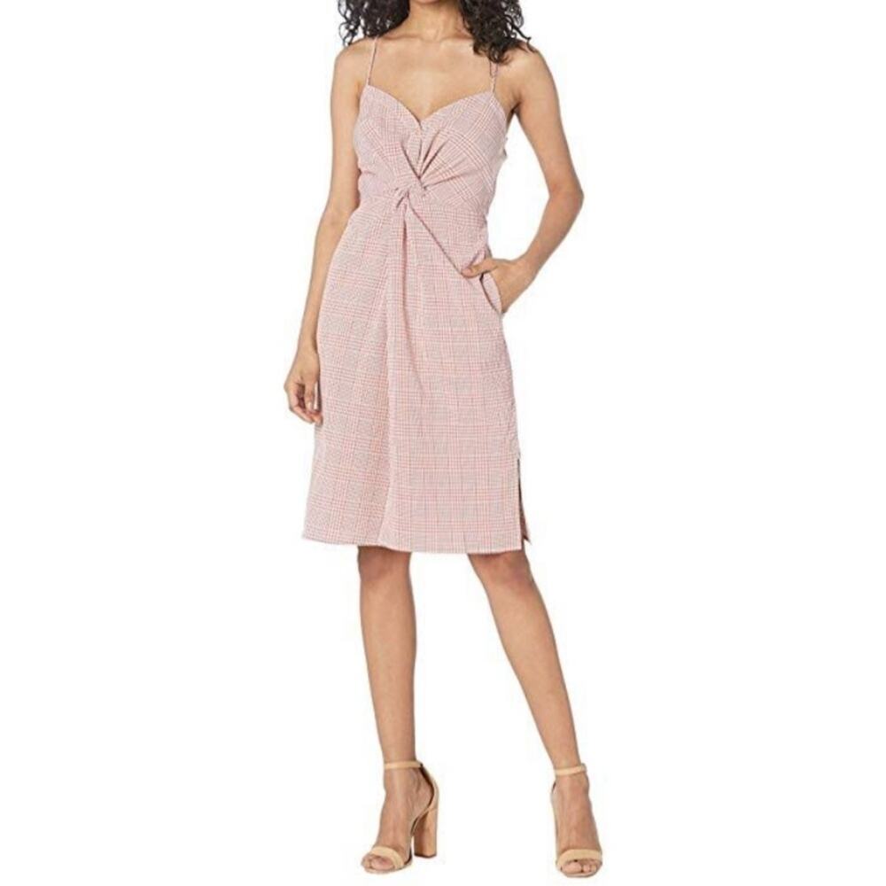 ASTR‎ Max Midi-Dress. Brick/White. Medium.